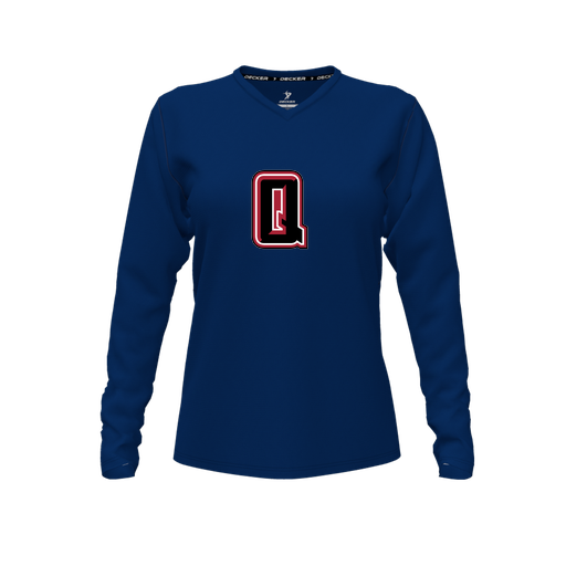 [FTLVCFNV-FYXS-LOGO1] Decker Comfort T-Shirt (Female Youth XS, Navy, V Neck, Logo 1, Long Sleeve)