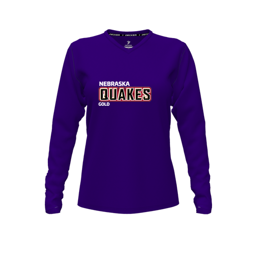 [FTLVCFPP-FYXS-LOGO2] Comfort T-Shirt (Female Youth XS, Purple, V Neck, Logo 2, Long Sleeve)