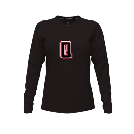 [FTLVPTBK-FYXS-LOGO1] Decker Performance T-Shirt (Female Youth XS, Black, V Neck, Logo 1, Long Sleeve)