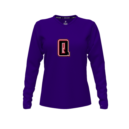 [CUS-DFW-TEES-PER-VNK-LSL-PUR-FYXS-LOGO1] Performance T-Shirt (Female Youth XS, Purple, V Neck, Logo 1, Long Sleeve)